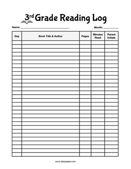 3rd Grade Reading Log