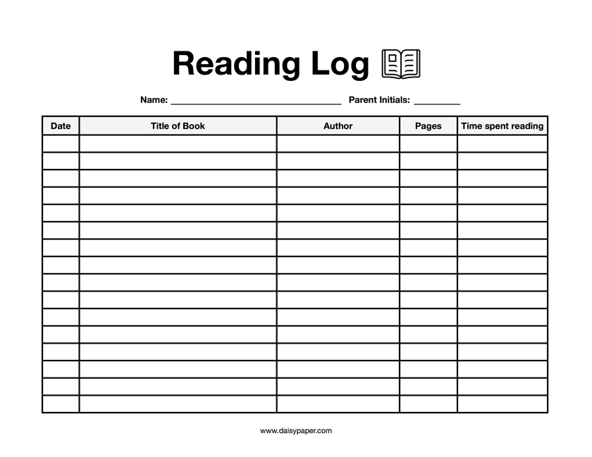 Reading Log Template Free