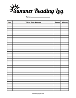 Summer Reading Log